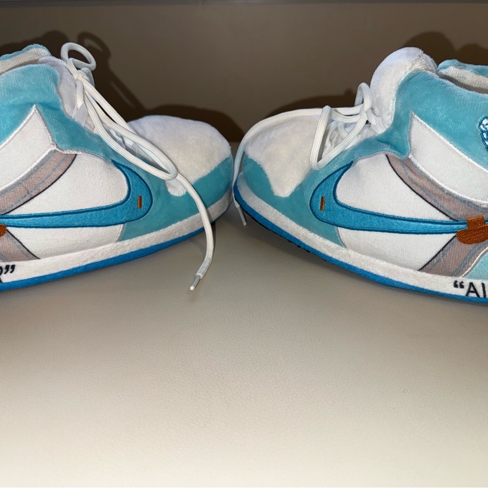 Swoosh Kids Slippers - White and Blue
